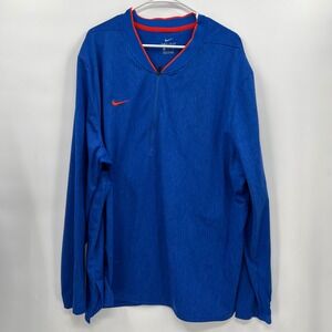 Nike 3XL Quarter Zip Pullover Mens Blue Orange Dri-FIT Performance Activewear